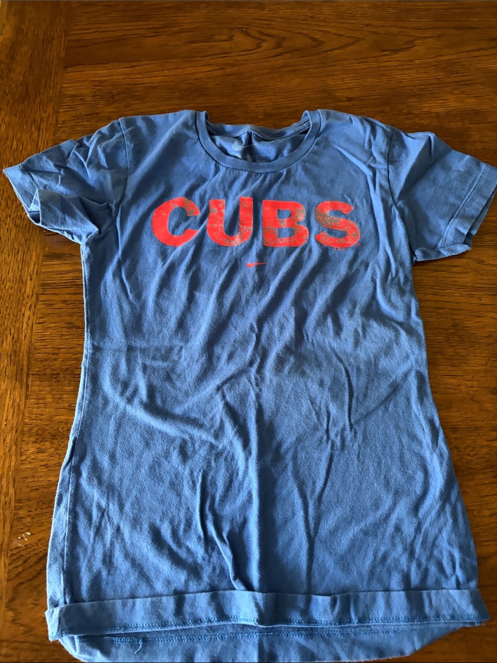 Nike Blue Short Sleeve Tee with Red CUBS Logo